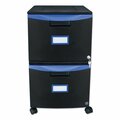 Storex 14-3/4 in W 2 Drawer File Cabinets, Black/Blue 61314U01C